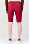 Women Boyfriend Fit Plain Denim Shorts, Maroon - 2