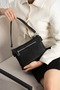 Women's Black 7-Compartment Crossbody Leather Shoulder Bag — Multi-Compartment Zippered Daily Use Hand and Shoulder Bag - 3