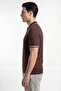 Striped Patterned Zippered Polo Collar Regular Fit Knitted Fine Knit Men's T-Shirt - 2