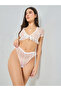 Mesh Bow Detail Ruffle Hem Top with Brief Set