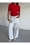 Crew Neck Short Sleeve Knitwear Women's Blouse Red