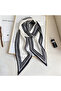 Women's Black and White Geometric Patterned Satin Scarf & Belt - 2