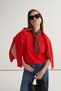 Women's Viscose Knitwear T-Shirt Cardigan Set Red - 5