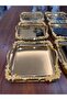 2 Pieces Gold Presentation Tray with Gold Handles for Serving Japanese Rose & Coffee & Cake/Pastries 21 cm - 3