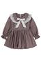 Lace Dress with Collar Bow for 2-5 Years - Brown 4-5 Years