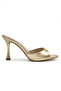 Women's Pointed Toe Thin High Heeled Metallic Gold Evening Dress Slippers - 2