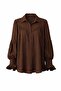 Women's Casual Fit Oversized Ruched Low Shoulder Textured Shirt - Cuff Detail - 2