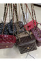 Women's Stylish and Luxurious Design Embroidery Detailed Hand-Held Handle Knitted Chain Box Model Hand & Shoulder Bag - 3