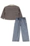 Girl's Cardigan and Shirt Set for Ages 2-5 - Brown - 3