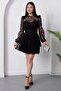 Flock Print Patterned Layers Tulle Dress Ny3104-1 - 3