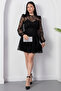 Flock Print Patterned Layers Tulle Dress Ny3104-1 - 5