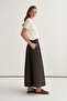 Women's Gabardine Double Pleated Skirt Dark Khaki - 2