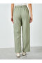 Green Belted Elastic Waist Straight Leg Pants - 4