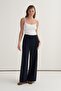 Women's Side Seam Detail Palazzo Pants Navy Blue