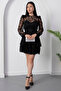 Flock Print Patterned Layers Tulle Dress Ny3104-1