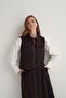 Women's Gabardine Vest Set Skirt Suit Bitter Brown - 2