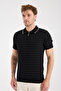 AClub Sierra Örme Kumaş Viskon Karışımlı Slim Fit Siyah Polo Yaka Erkek Düz Polo Shirt - 3