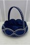 Navy Blue Bridal Henna Night Tray Basket Set, Silver Shiny Stone Decorated, Engagement, Wedding, Marriage, Promise - 4