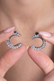 Women's Moon Model Zircon Baguette Stone Sparkling Earrings - 2