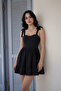 Women's Strapless Collar Tie-Detail Strap Design Flared Mini Homecoming Evening Dress - 3