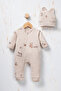 Rocha Baby Racer Bear Printed Zippered Jumpsuit and Hat Set - Cotton Textured Sleeping Bag - 2