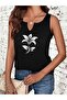 Women's Printed Half V-Neck Sleeveless Regular Fit Casual T-Shirt