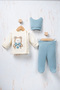 Rocha Baby Teddy Bear Embroidered Bow Tie 3-Piece Set - Pants with Booties and Hat with Ears Set - 3