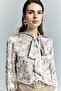 Floral Print Scarf Shirt - Beige