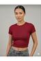 Women's 4-Pack Corded Fabric Ribbed Knit Cotton Pack Body-Fitting Crew Neck T-Shirt-Tank Top Set C Cropped Blouse - 4