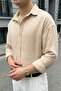 Yurin Men's Premium Muslin 100% Cotton Oversize Beige Long Sleeve Shirt - 3