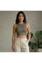 Women's 4-Pack Corded Fabric Ribbed Knit Cotton Pack Body-Fitting Crew Neck T-Shirt-Tank Top Set C Cropped Blouse - 2