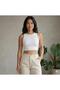 Women's 4-Pack Corded Fabric Ribbed Knit Cotton Pack Body-Fitting Crew Neck T-Shirt-Tank Top Set C Cropped Blouse - 3