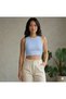 Women's 4-Pack Corded Fabric Ribbed Knit Cotton Pack Body-Fitting Crew Neck T-Shirt-Tank Top Set C Cropped Blouse - 2