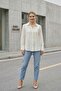 Women's Ecru Classic Regular Fit Long Sleeve Buttoned Woven Shirt – Women's Shirt Blouse