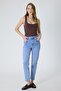 Women's Blue Slim Mom Jean Pants – High Waist Lycra Stretch Denim - 5