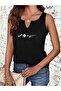 Women's Floral Printed Half V-Neck Sleeveless Regular Fit Casual T-Shirt - 2