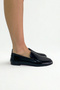 Black Matte Patent Leather Knitted Flat Sole Women's Shoes P9040 - 5