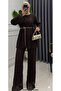 Full Lace Fabric Lined Hijab Top and Bottom Set |   Full Mold - Brown - Belt Not Included