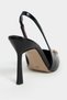 Viper Black Patent Leather Gold Framed Stone Accessory Detail Pointed Toe Women's Heeled Shoes - 9