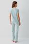Women's Short Sleeve Pajama Set – 50% Modal 50% Cotton, Striped Long Bottom, Comfortable Fit - 4