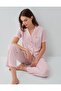 Women's Striped Buttoned Short Sleeve Boxed Pajama Set – 50% Cotton 50% Modal, Pocket Detail