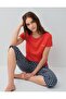 Women's Capri Pajama Set – 50% Cotton 50% Modal, Short Sleeve Top, Patterned Bottom