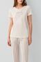 Women's Short Sleeve Printed Pajama Set – 50% Cotton 50% Modal, Striped Bottom with Pockets - 3