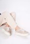 Women's Beige Lace-Up Thick-Soled Sneakers Sneakers - 5