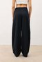 Navy Blue Wide Leg Women's Trousers with Pockets - 3