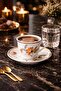 Set of 2 Orange Floral Porcelain Coffee Cups Stylish Presentation - 2