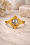 Natural Stone Brass Ring - 3