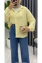 Bürümcük Fabric Hijab Shirt Tunic |   Balon Kol Shirt Collar Oversized Cut - Lemon Yellow - 2
