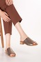 Genuine Leather Short Heeled Daily Perforated Shoes Slipper Ez.1129Al Copper