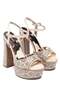Women's High Heels Ankle-Tie Pattern Detailed Stone Platform Evening Dress Shoes 22005